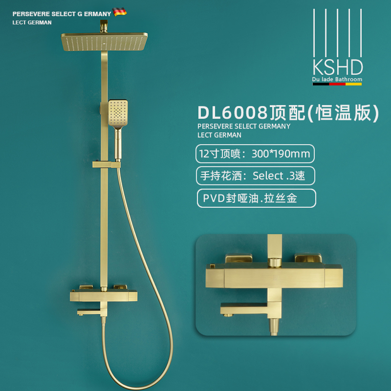 PVD拉丝金-恒温花洒套装DL6008