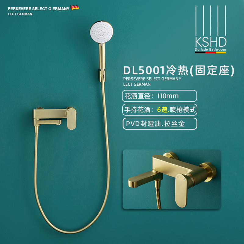 PVD拉丝金-冷热固定座花洒套装DL5001